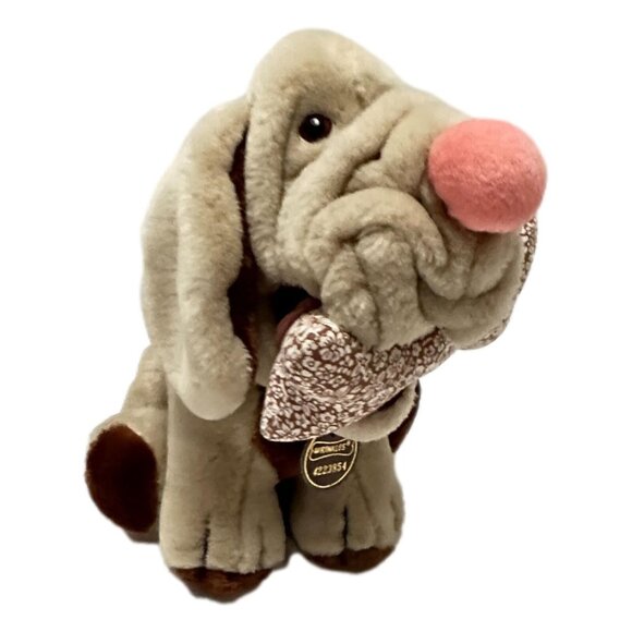 Vintage Wrinkles Ganz Dog Beige Plush Tag 10 in with Bone and Tags 1984 - Picture 13 of 16